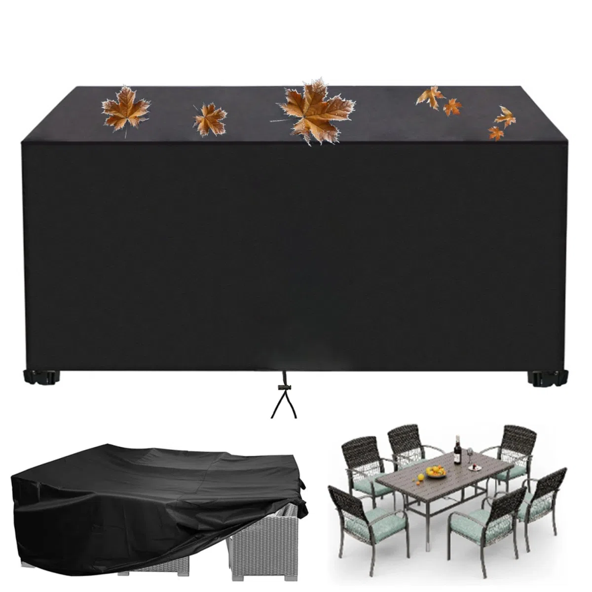 Telo Copritavolo da Esterno Impermeabile Copertura da Tavolo da Giardino 200x90x50cm/LxWxH Copritavolo da Giardino Rettangolare Coperture per Mobili da Giardino 420D Oxford Anti-UV Antivento