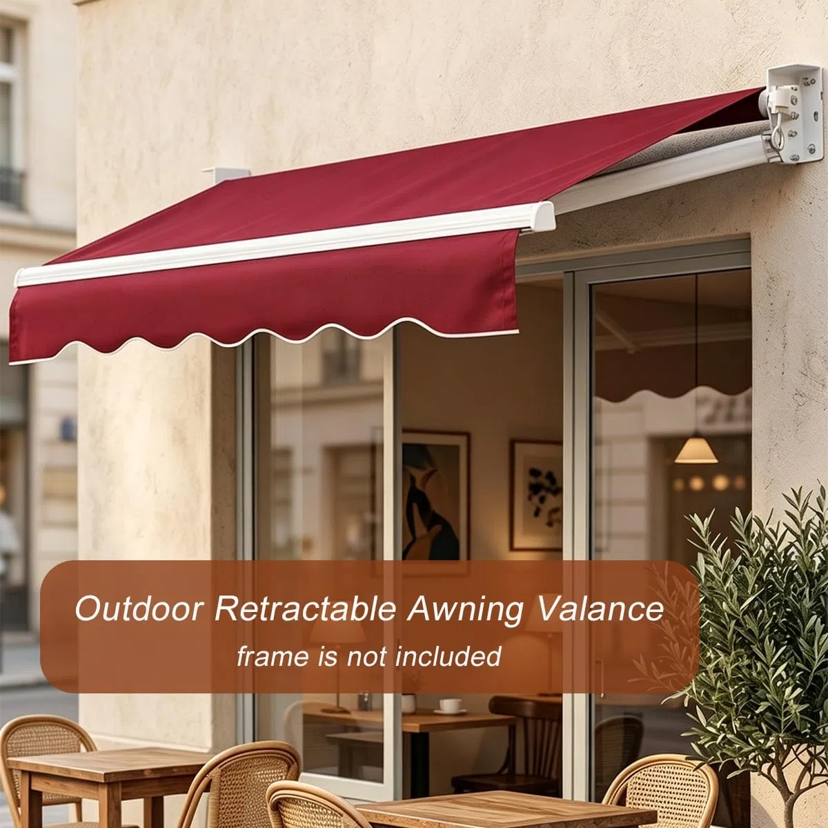 Mantovana di ricambio per tenda da patio, striscia in tela per tenda da sole, mantovana anteriore di ricambio impermeabile per tettoia da esterno per giardino terrazza(Beige,380cm)
