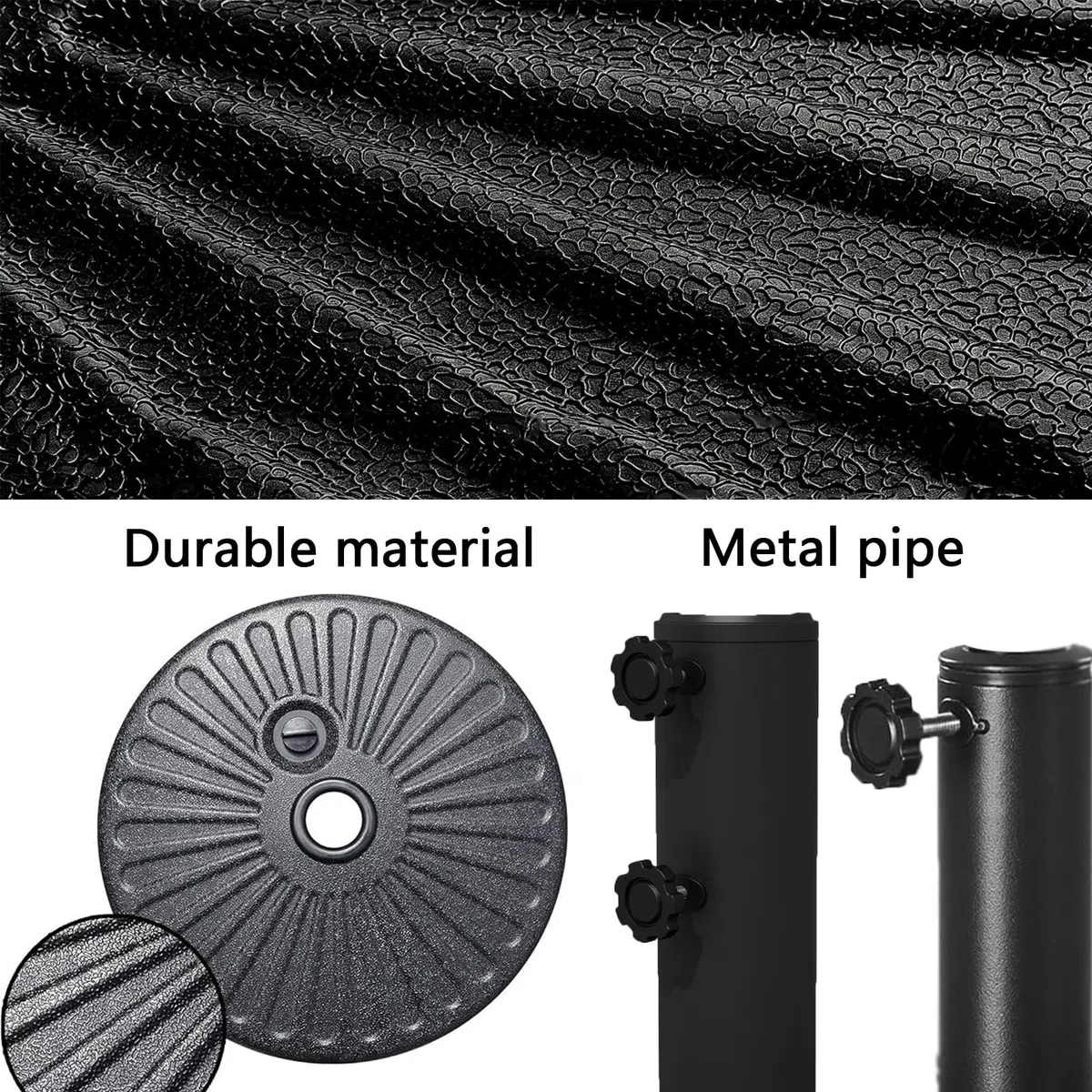 Supporto Base Rotonda, Base For Ombrellone Riempibile, Supporto Esterno | Manopola di regolazione, supporto durevole, for terrazza sul prato e ombrelloni a bordo piscina(Dual knobs)