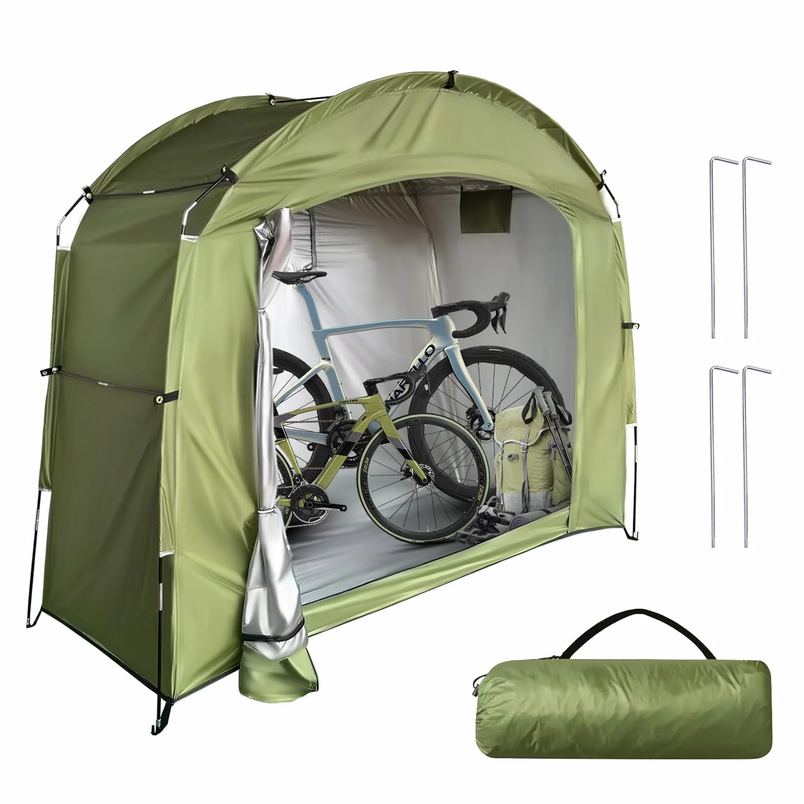Tenda per bicicletta, portatile, tenda per attrezzi, per bicicletta, garage, per esterni, campeggio, giardino, tenda a cupola, tessuto Oxford 210D, per biciclette, moto, attrezzi da giardino, tosaerba