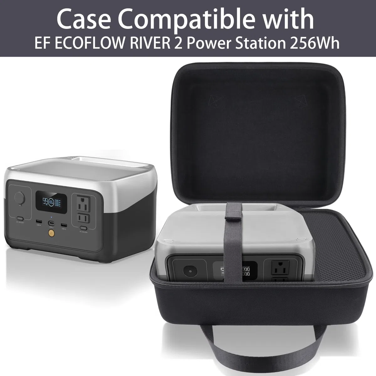 co2CREA cassa custodia borsa per EF ECOFLOW Centrale Elettrica Portatile RIVER 2 256Wh LiFeP04 Generatore Solare (solo custodia)