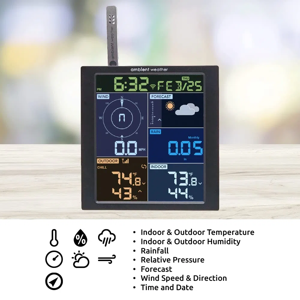 Ambient Weather WS-1965 - Stazione meteorologica WiFi con monitoraggio remoto e accesso alla rete Ambient Weather