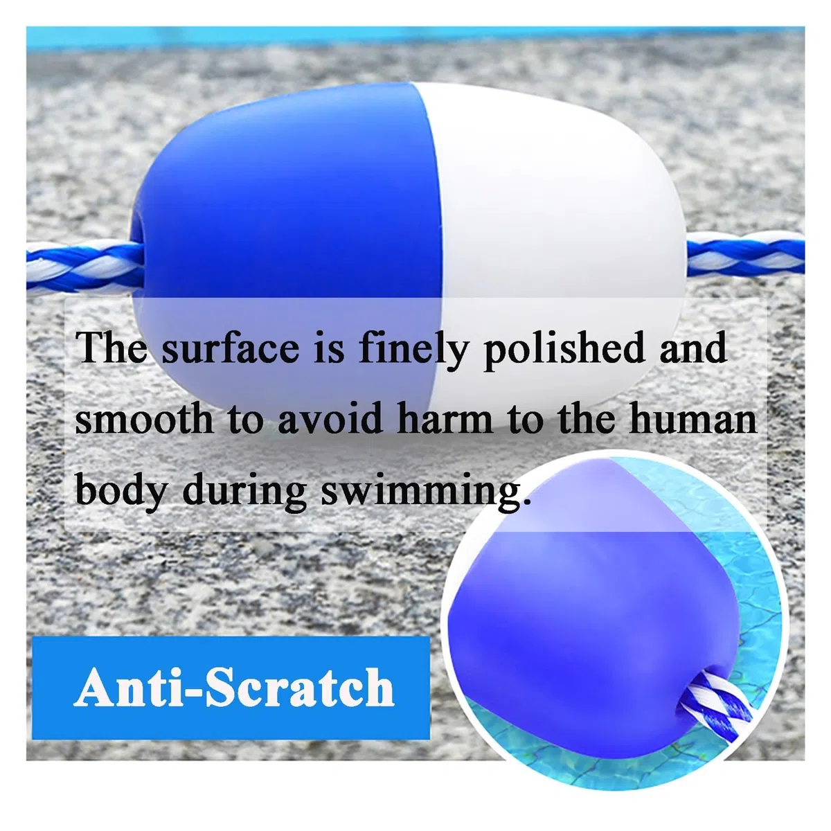 Attrezzatura di sicurezza per piscina, boa divisoria per corsia di nuoto, con ganci, per piscine interne/esterne, parchi acquatici, sorgenti termali, durevole, facile da installare, barriera sicura