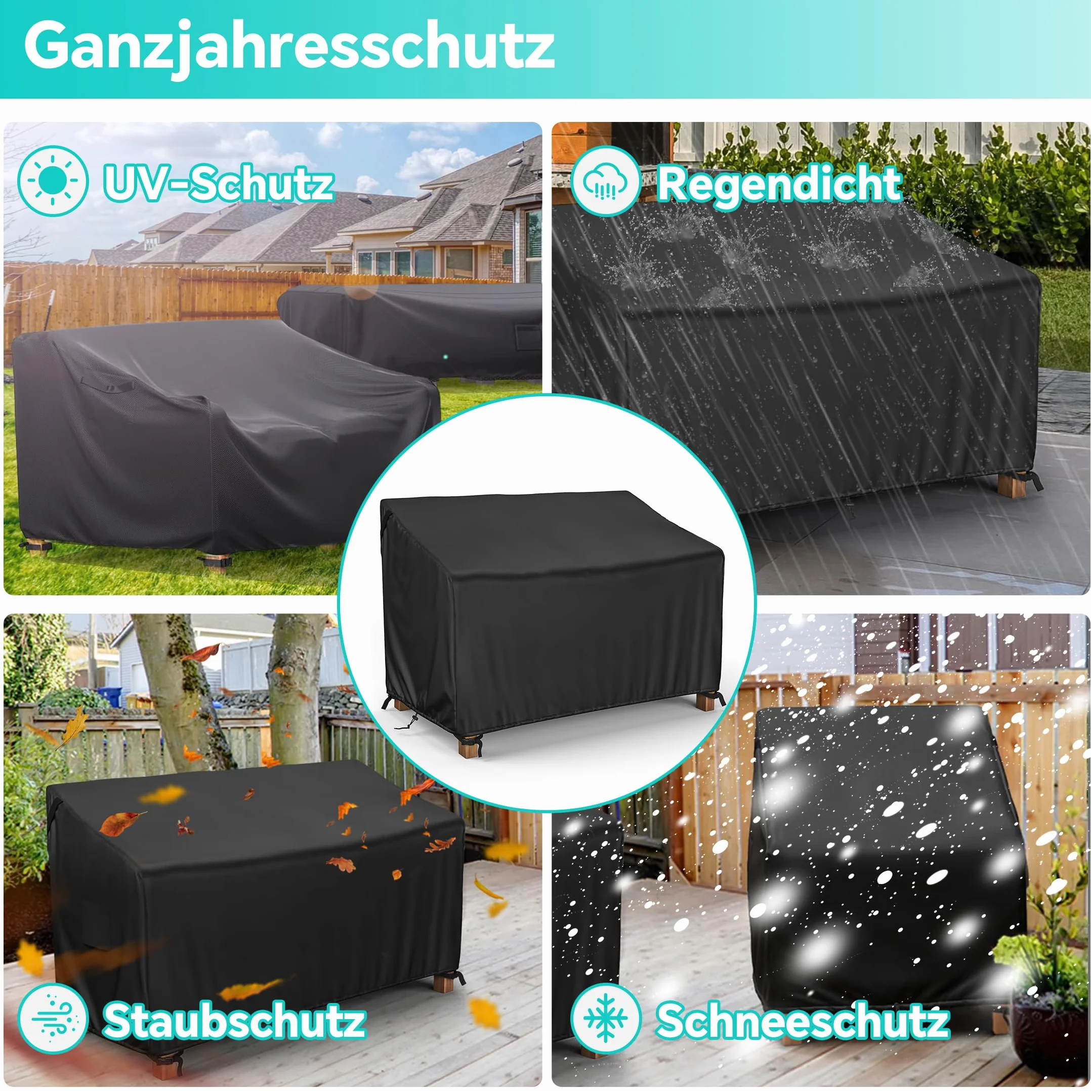 Copertura per Panca da Giardino 2 Posti Impermeabile Tessuto Oxford 600D Antivento Anti UV e Resistente agli Strappi Protezione Pioggia Sole 134 x 66 x 63/89 cm