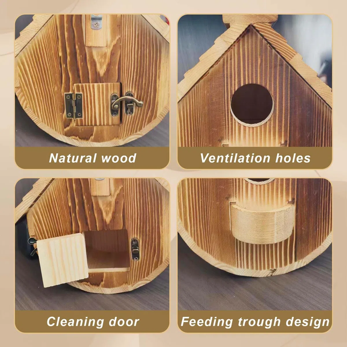 Nido per Uccelli, Casetta per uccelli sospesa, Casetta Uccellini, Casetta per Uccelli in Legno, Nido per Uccelli da appendere, design resistente alle intemperie, adatto per giardini e balconi