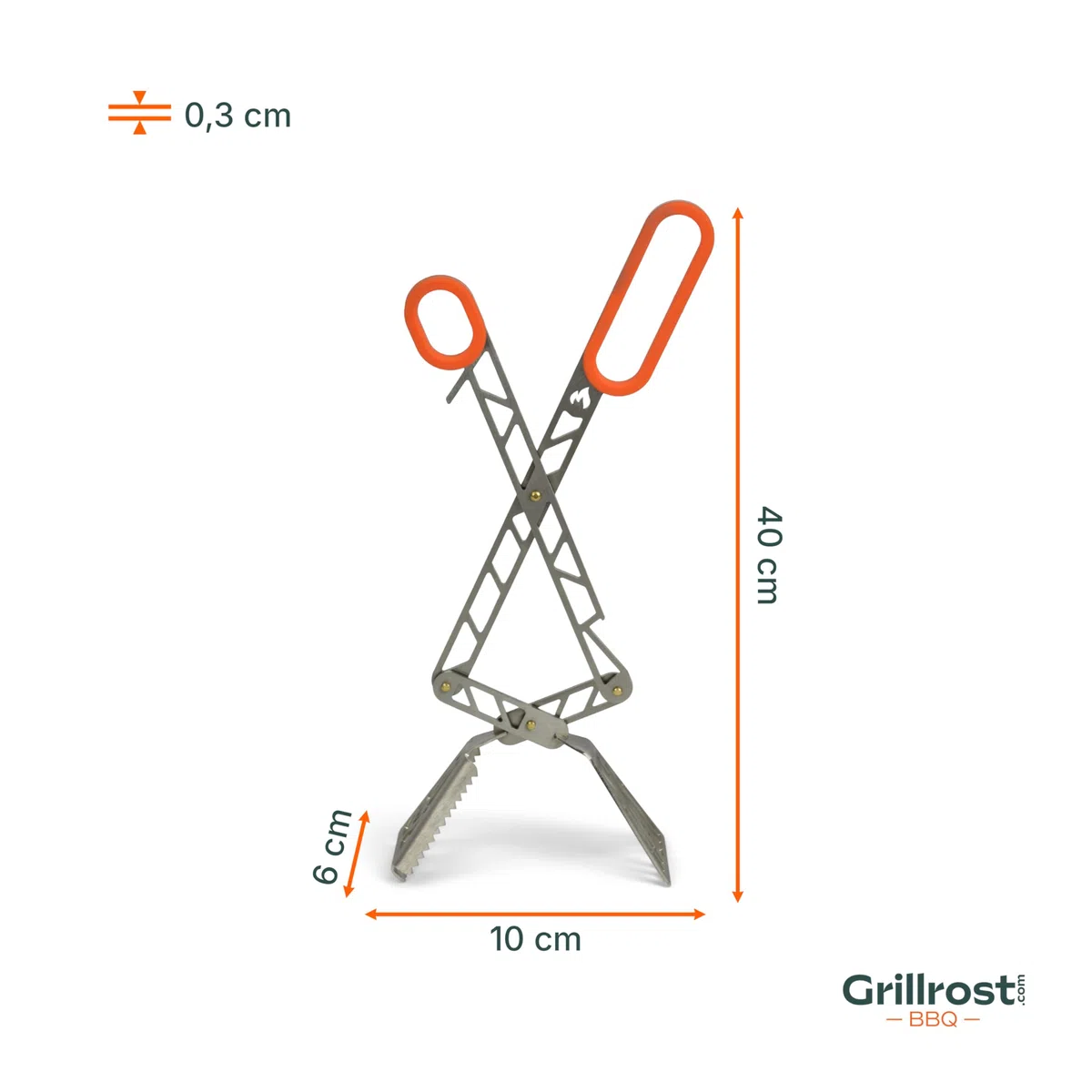 Grillrost.com Das Original T-Rex - Le Migliori pinze da Barbecue tedesche - Massima Potenza Grazie all'azione a Leva - Acciaio Inossidabile
