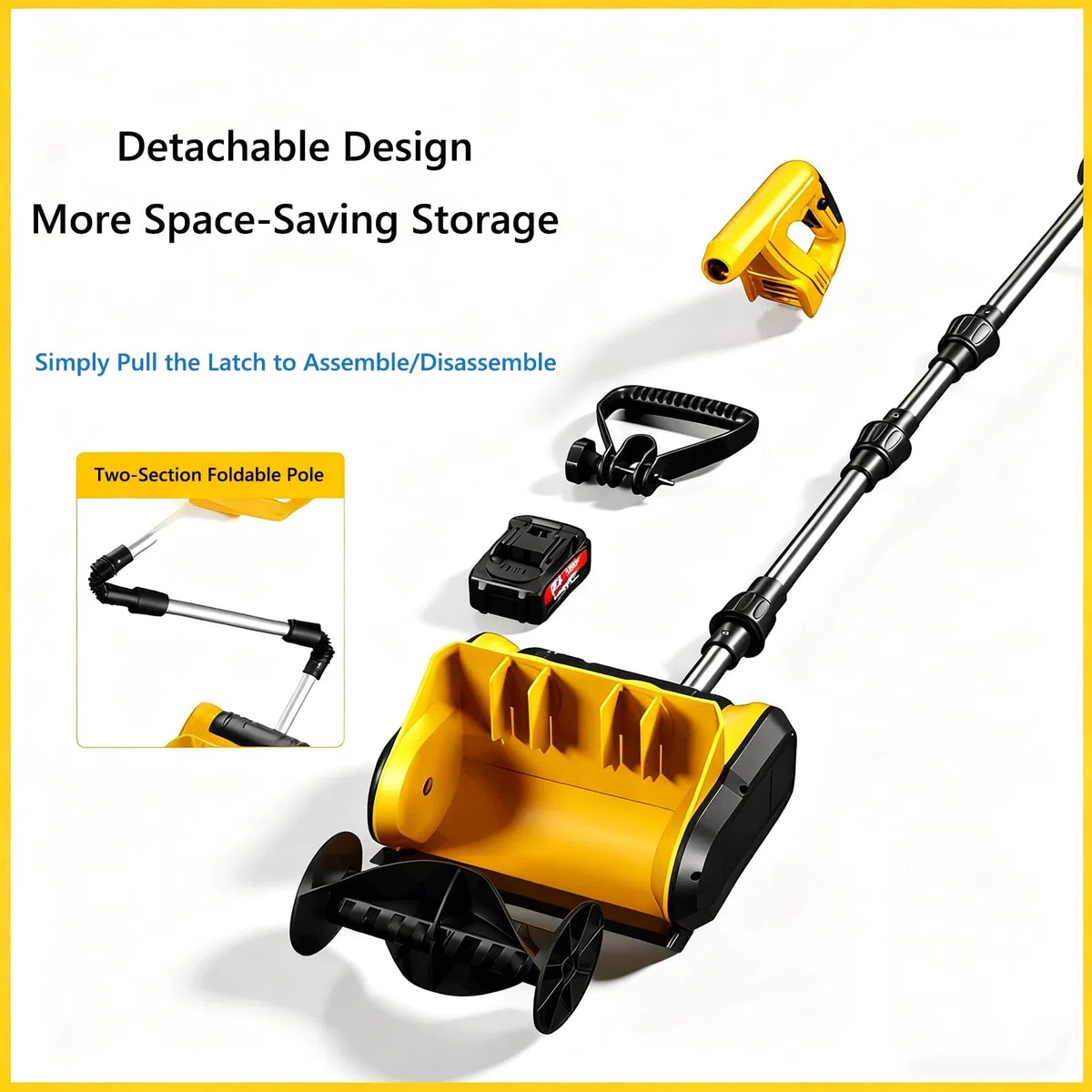 Spazzaneve elettrico 20V,Neve bagnata/pesante,Senza fili con portata di 25 piedi e pulizia in profondità di 12 pollici,Lanceneve per viali/passeggiate/terrazze(1x20V)