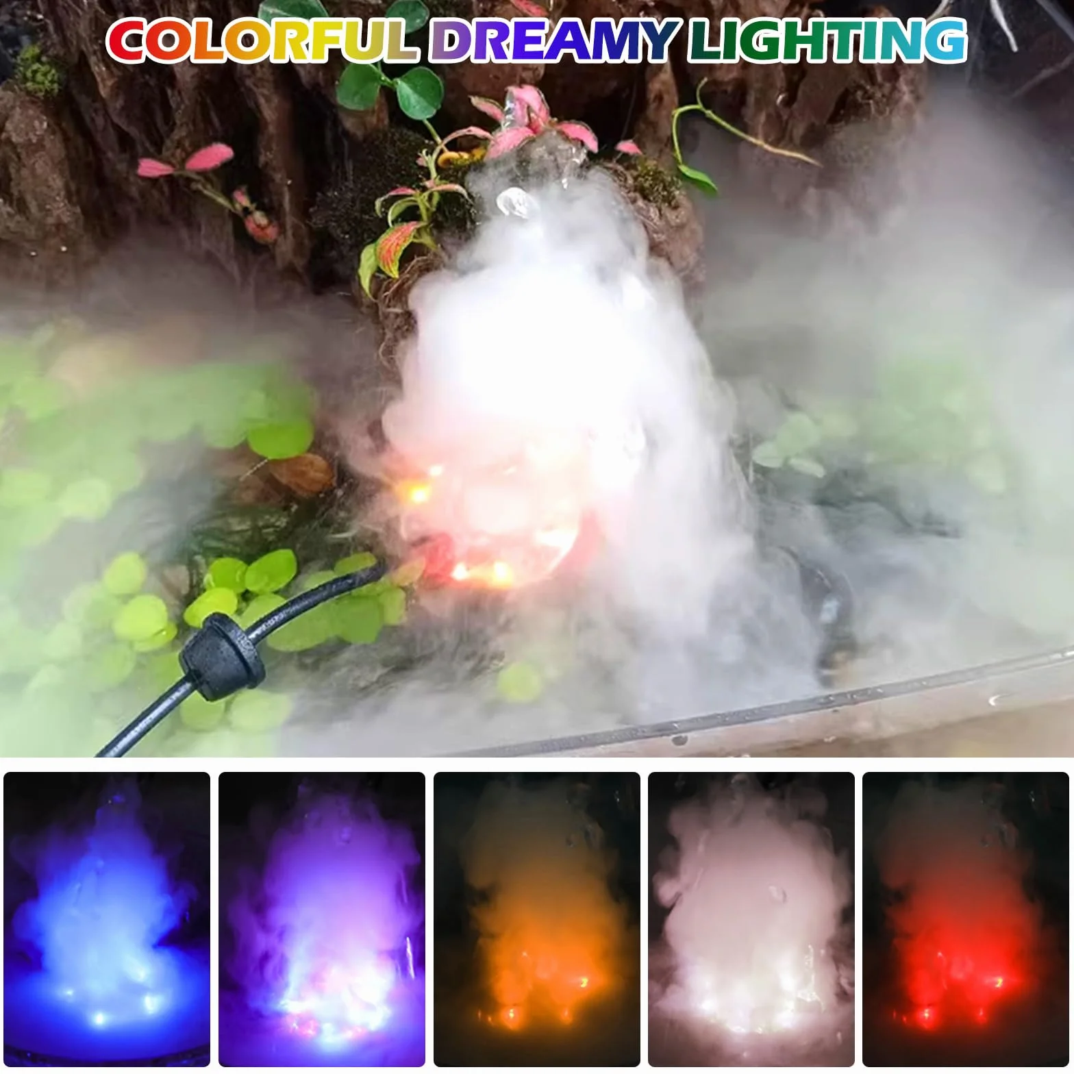 PORFOYO Nebulizzatore ad Ultrasuoni, 12 LED Nebulizzatore a Ultrasuoni, Mist Maker Fogger, Nebulizzatore Fontana, Nebulizzatore Halloween con Paraspruzzi Rimovibile per Interni o Esterni Halloween