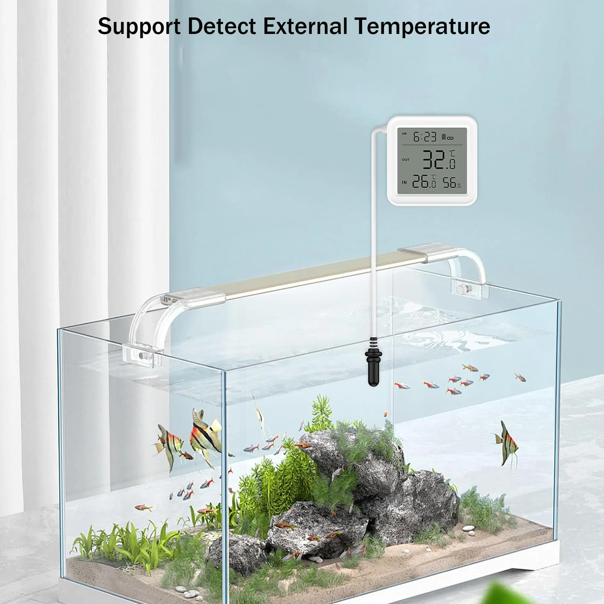 Sensore di temperatura e umidità wireless per interni ed esterni con sonda esterna (versione indipendente con sonda esterna)