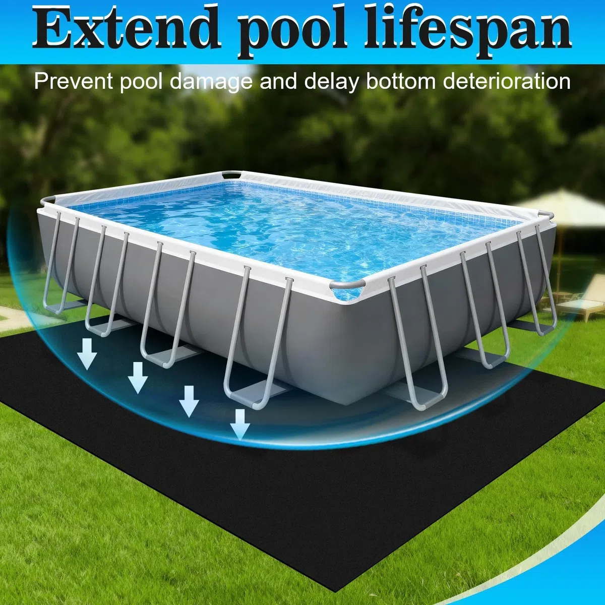 Tappetino Sotto Rivestimento Piscina e Resistente Antiperforazione Quadrato | Tappetino Protettivo per Fondo Piscina per Casa Libero Ville Hotel Giardino Cortile Patio Comunità