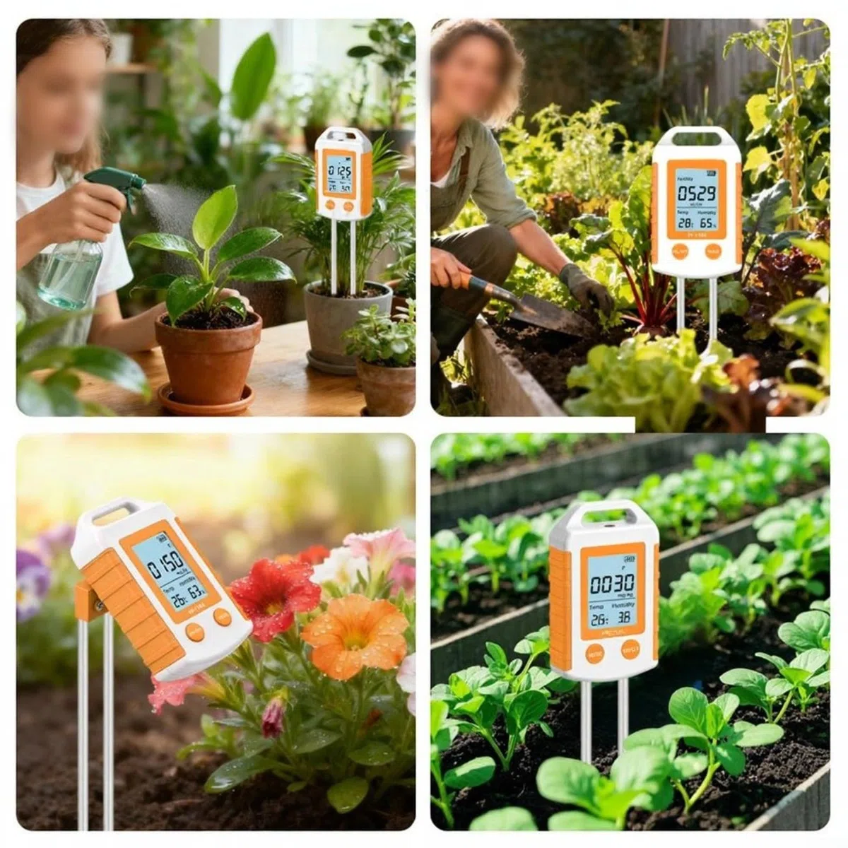 KiraKira Strumento portatile 6 in 1 per test del suolo, NPK, misuratore di temperatura e umidità del pH, misuratore di fertilità da fattoria da giardino, per grande schermo LCD