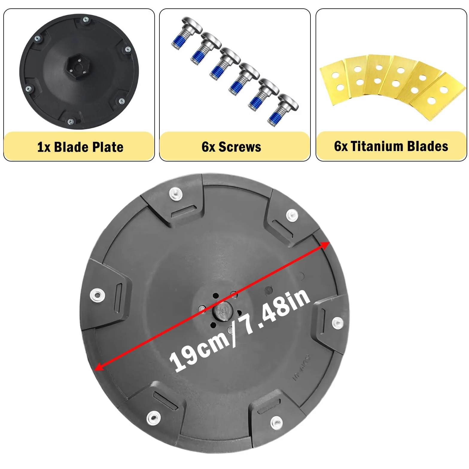 Accessori Robot Tosaerba e Kit Ricambio, Include 1 Nylon Disco + 6 Lame Compatibile con Dreame, Mova - Disco di Taglio 6 Lame in per Pacciamatura, per Diverse Scene All'aperto