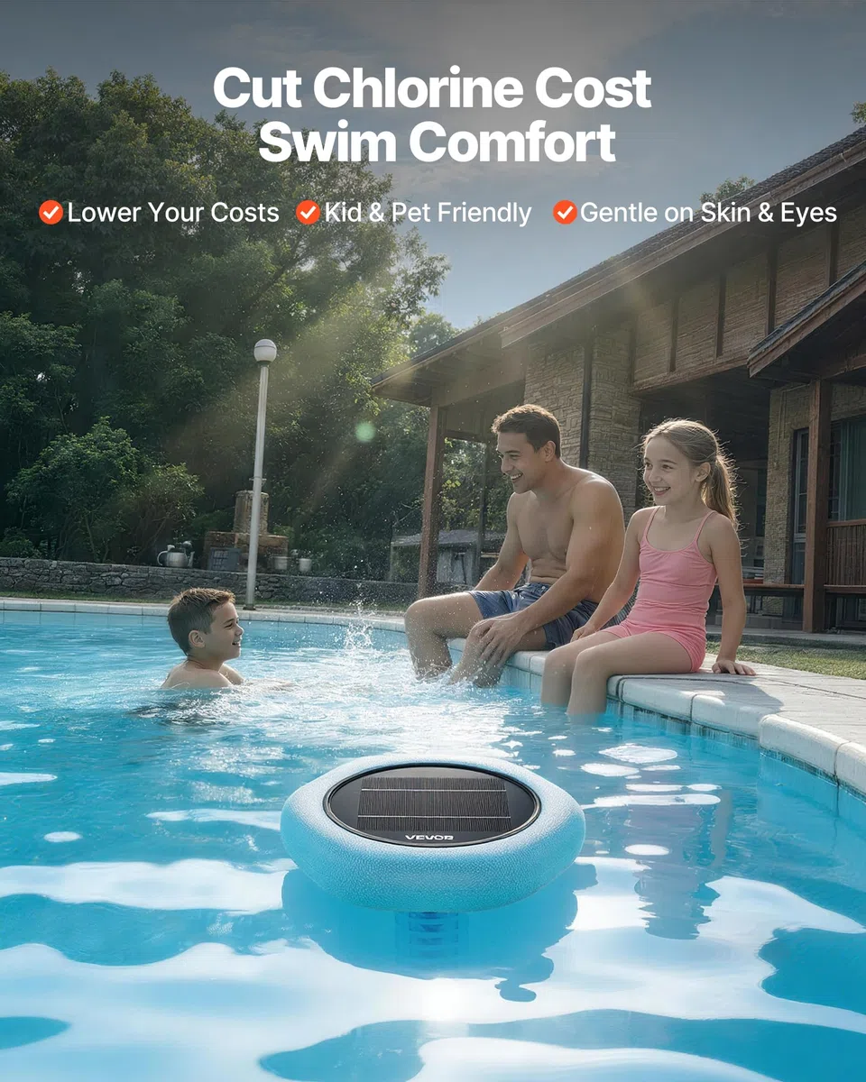 VEVOR Ionizzatore Solare per Piscina Purificatore per Acqua Piscina Purificatore Forma Esagonale max. 170343 L, Ionizzatore ad Energia Solare Galleggiante per Piscina SPA Vasca Idromassaggio