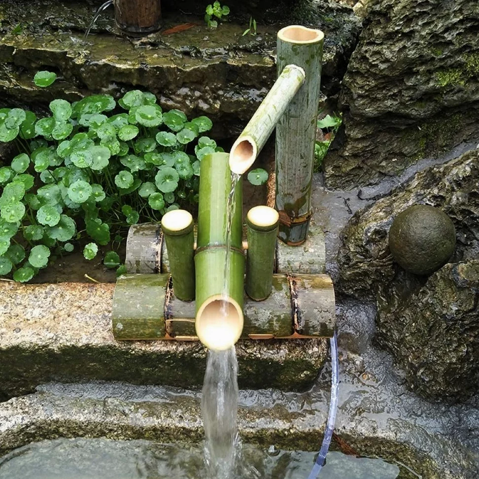 Kit Fontana Di Bambù Fontana Di Bambù Solare Fontana Da Giardino Giapponese Cascata Beccuccio Per Fontana All'aperto 100% Fatto A Mano,Length25cm