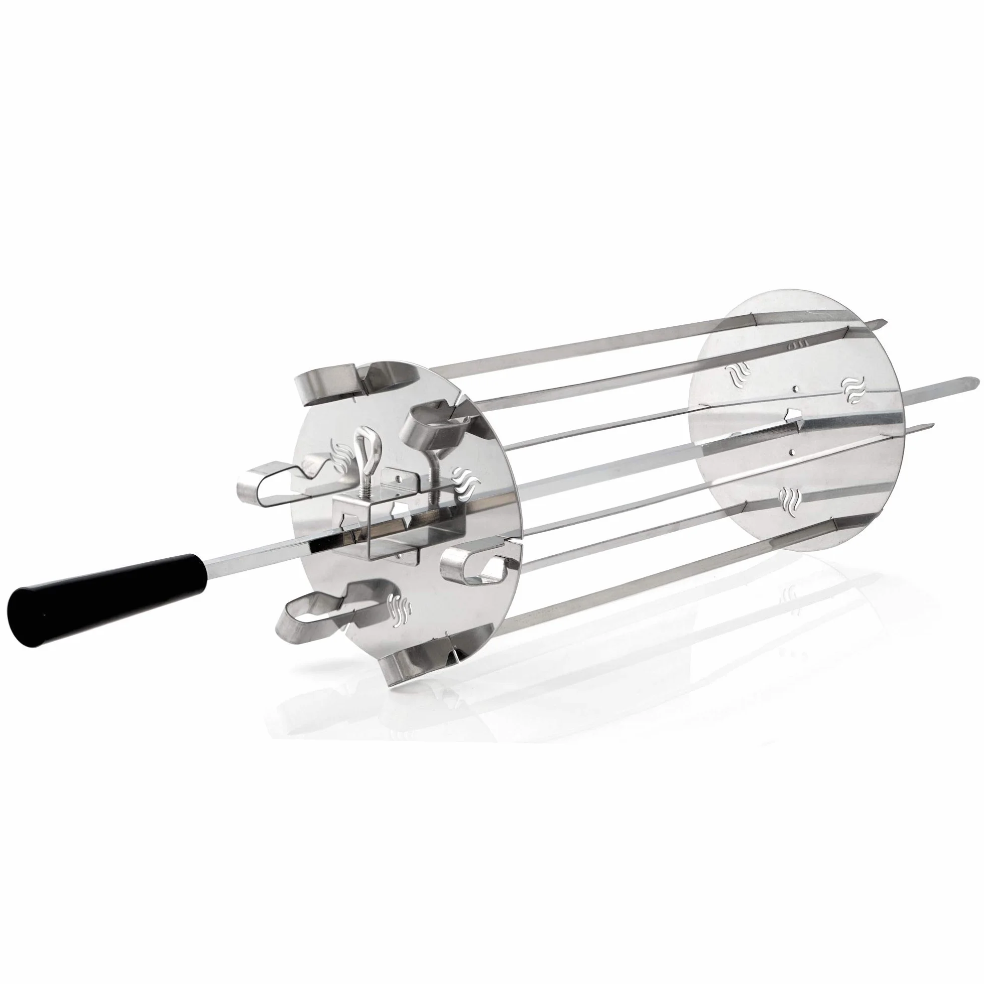 BBQ-Toro Rondella in acciaio inox per girarrosto, cestello universale per griglia, 6 spiedi per Shish Kebab, carne allo spiedo, pesce, pollame, frutta e verdura