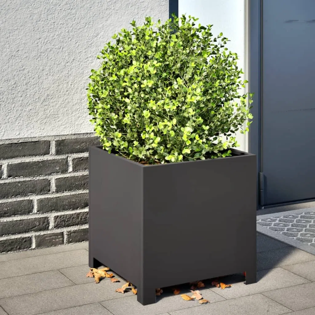 Set di 2 fioriere da 40 x 40 x 40 cm, in acciaio, quadrate, per giardino, balcone e terrazza, robusto vaso in metallo per piante, fiori ed erbe aromatiche