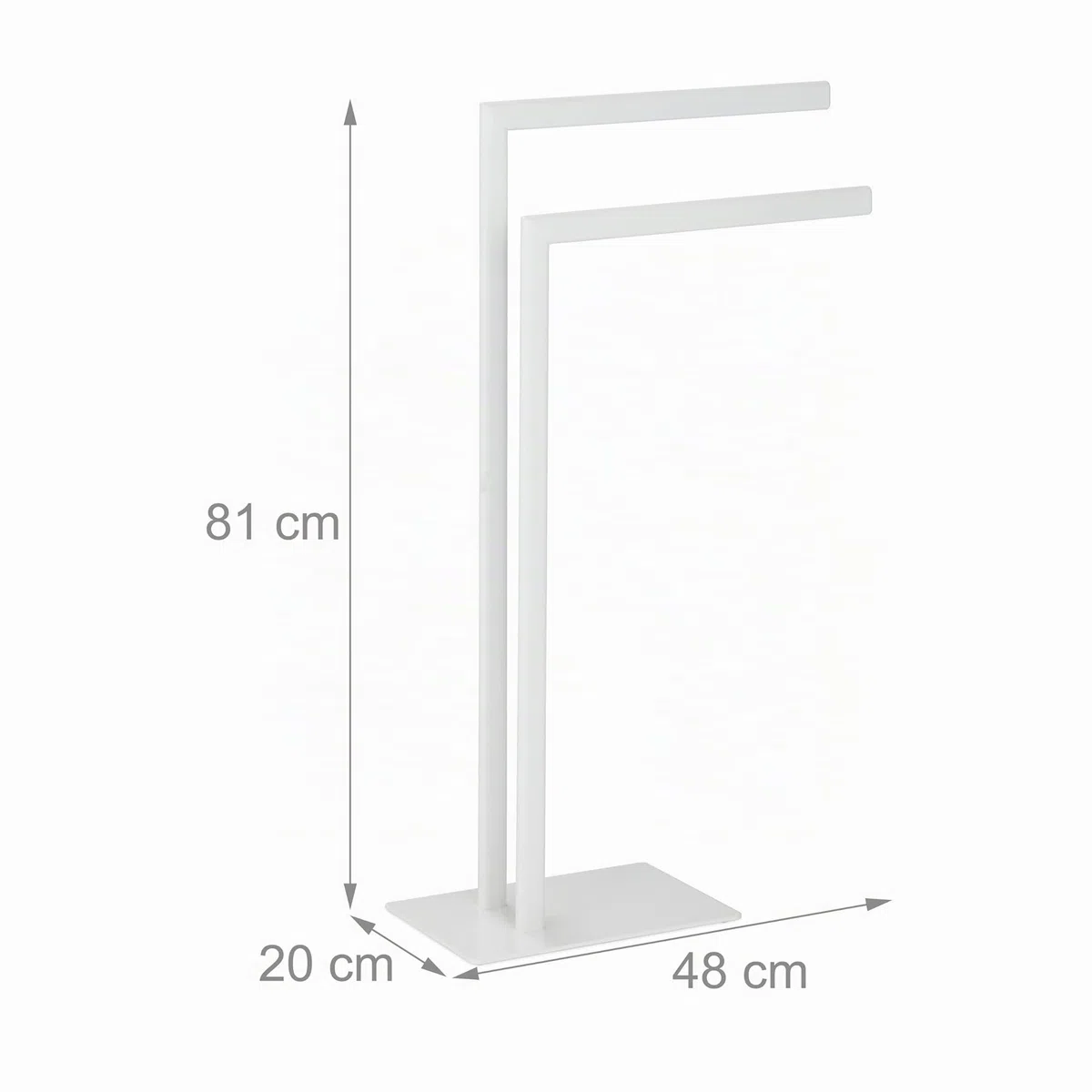 Relaxdays Piantana Portasciugamani, Autoportante con 2 Bracci, Acciaio, Appendi Asciugamani HLP 81 x 48 x 20 cm, Bianco