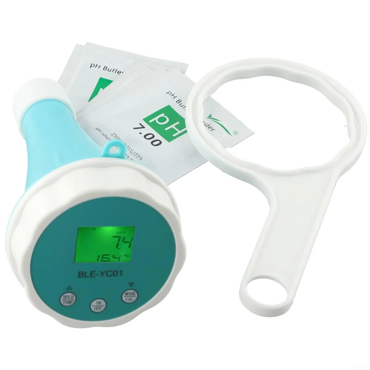 Tester digitale 6 in 1 per la qualità dell'acqua, monitor della temperatura PH ORP, con controllo tramite app mobile, per piscina, acquario, idroponica, analisi dei test dell'acqua potabile, display