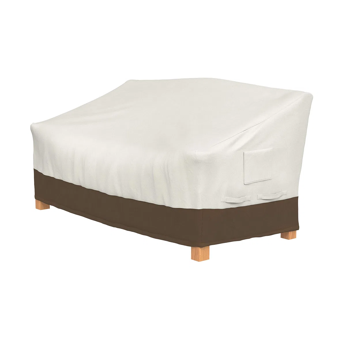 Keter Cassapanca Eden Banca Beige con Seduta Marrone 265 Lt in Resina, 140x60x84 cm & Amazon Basics Telo di copertura sagomato per panca a 3 posti