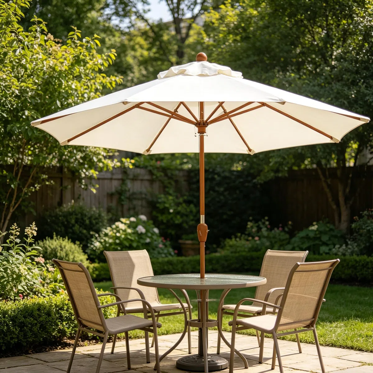 Copertura di ricambio per ombrellone da giardino da 3 m di spessore, resistente, con 6 stecche, tenda parasole da esterno, beige (8 stecche)