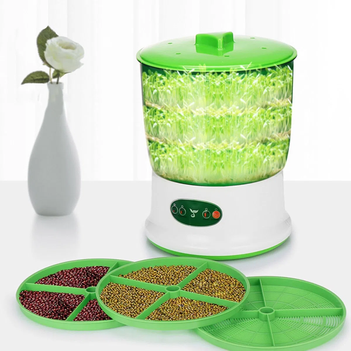 Baoblaze Germoglio per Semi a Macchina per germogli di soia Comodo, Grande capacità, Set Automatico per la Coltivazione di germogli per Uso Domestico per la