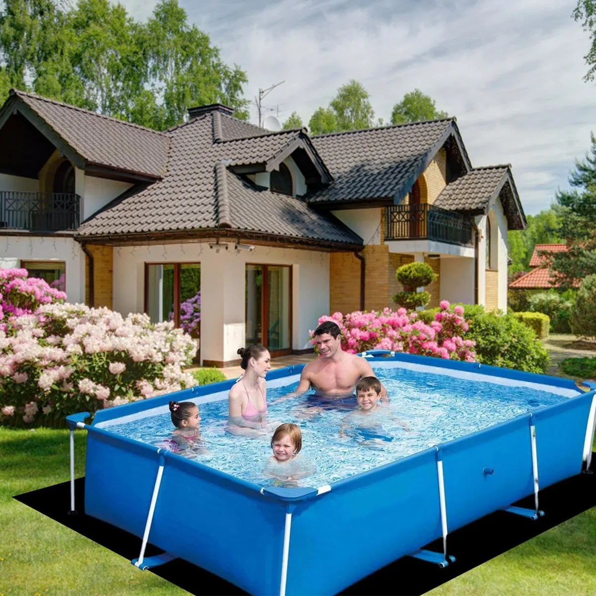 Tappetino Sotto Rivestimento Piscina e Resistente Antiperforazione Quadrato | Tappetino Protettivo per Fondo Piscina per Casa Libero Ville Hotel Giardino Cortile Patio Comunità