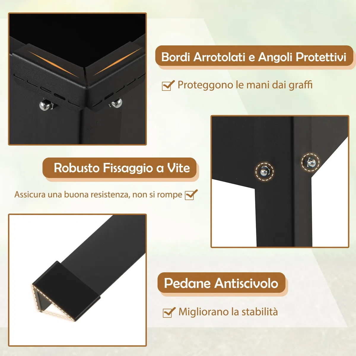 COSTWAY Letto da Giardino Rialzato, Fioriera Elevata con Gambe, Fori di Drenaggio, Aiuola Rialzata per Verdure, Frutta, Fiori e Erbe, Ideale per Balcone, Cortile e Patio, 100 x 40 x 80 cm