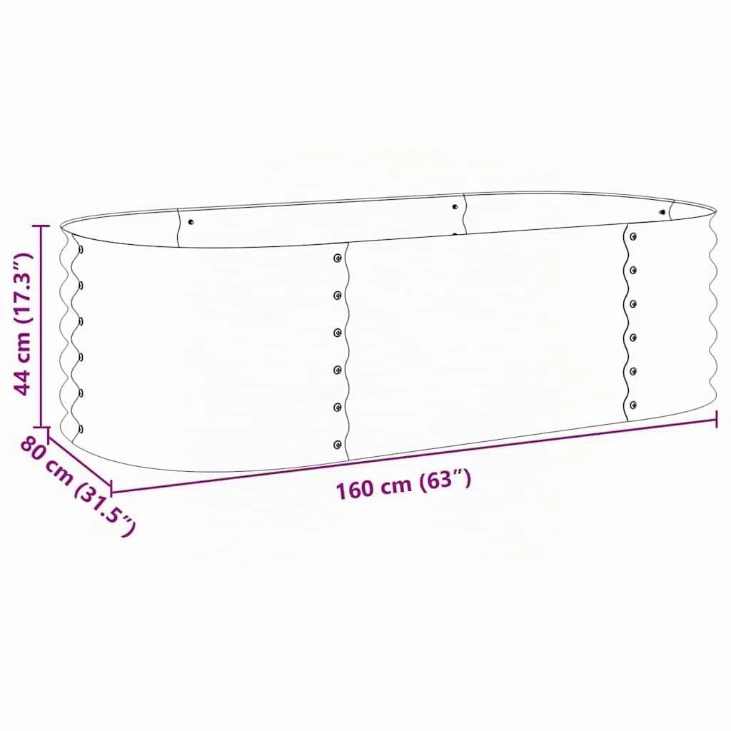 vidaXL Letto Rialzato da Giardino 160x80x44cm Acciaio Zincato Grigio Fioriera