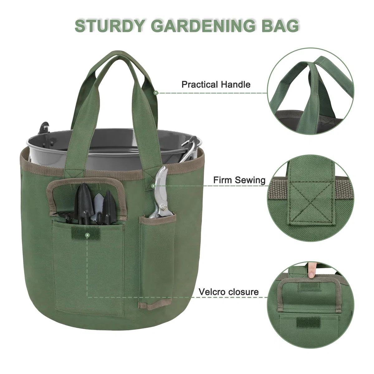 Borsa porta attrezzi da giardino, organizer da giardinaggio con tasche, borsa tote per attrezzi da giardino in Oxford impermeabile, per donne e uomini, giardinieri (solo borsa)
