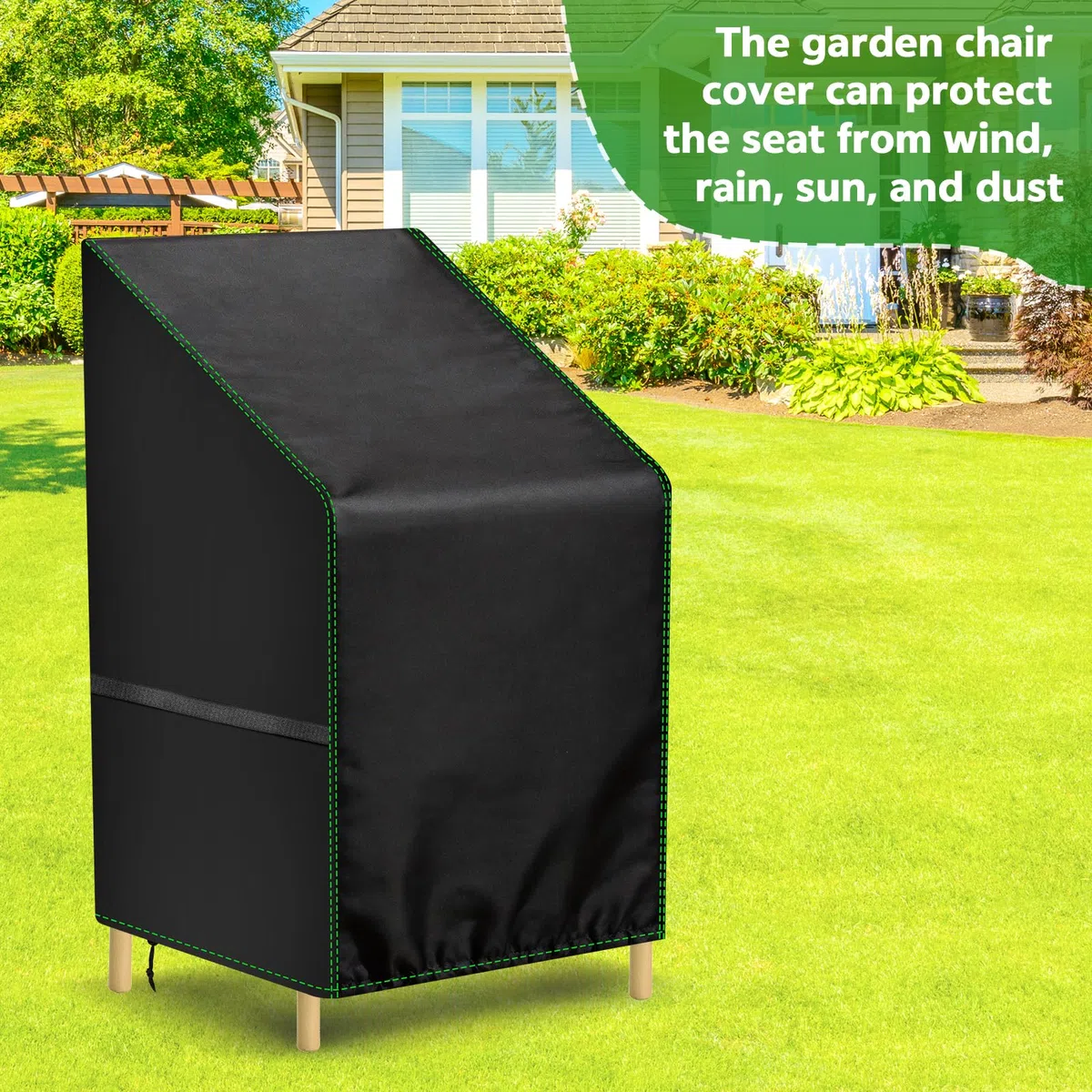 Zocipro Set da 2 Coperture Protettive per Sedie da Giardino per Esterno, 64 x 64 x 70/120 cm, Tessuto Oxford 210D Impermeabile e Resistente, Anti-UV, per Sedie Impilabili da Terrazza