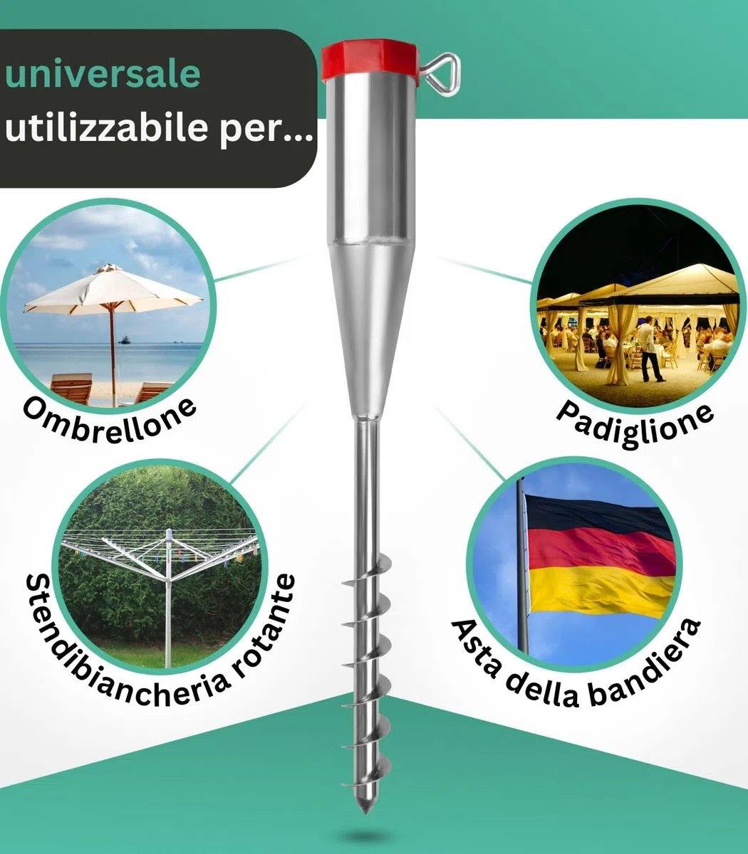 dszapaci Manicotto a Terra per asciugabiancheria rotativo Ø25-55mm Ancora a Terra Supporto per ombrellone Punta a Terra Manicotto a Vite da Spiaggia Ancora a Terra Manicotto a Vite Manicotto a Terra
