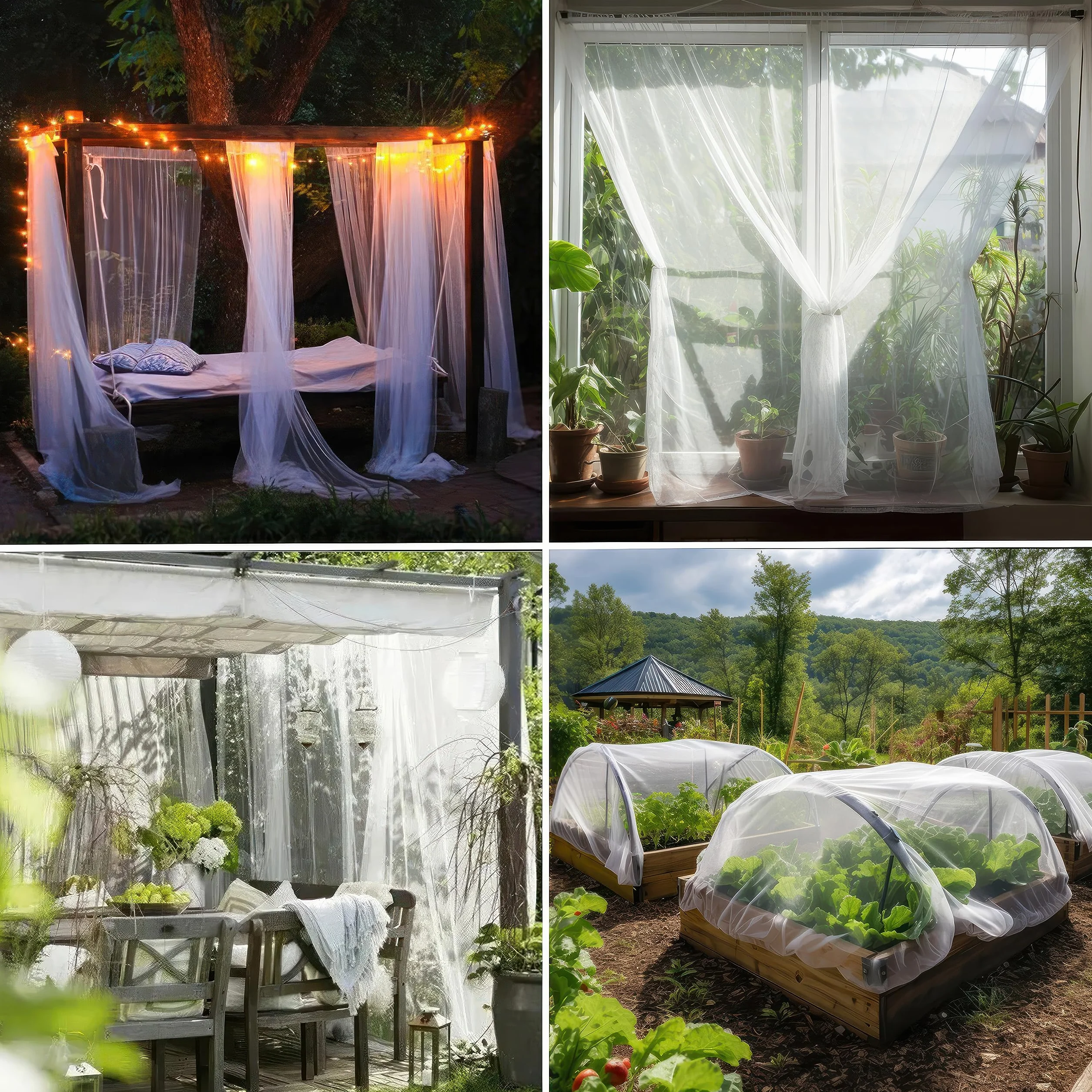 Zanzariera bianca 3x3 metri netti | Rete anti-insetti per soffitti da giardino, terrazze, esterni e finestre | Rete di protezione dagli insetti, a maglia fine | Rete per reti da giardino