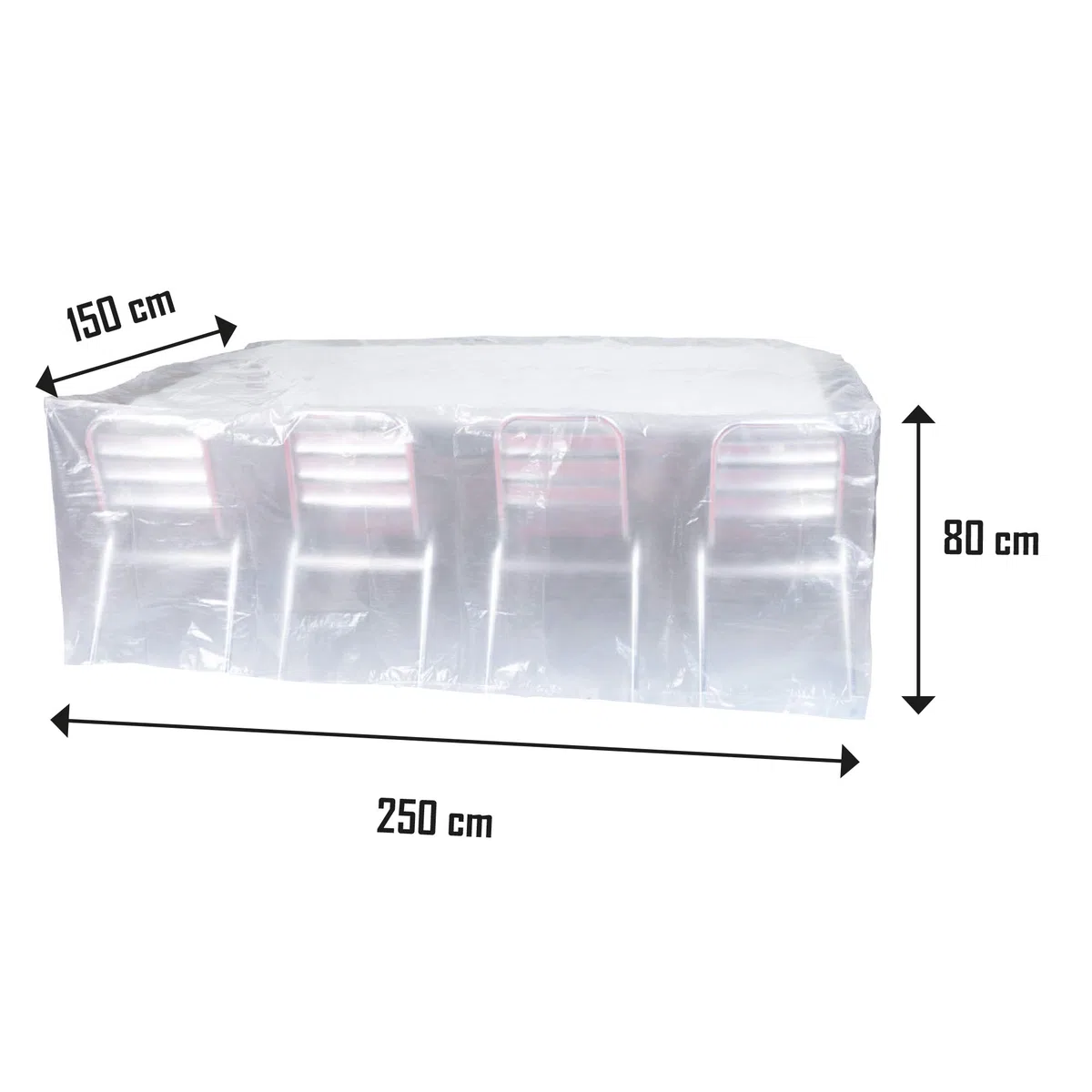 Ribimex Copertura Tavolo da Esterno Impermeabile, 250 x 150 x 80 cm, in Polietilene 90 gr/m², Trattamento Anti-UV, Resistente agli Sbalzi di Temperatura, Occhielli Saldati a Ultrasuoni - PRH090250X150