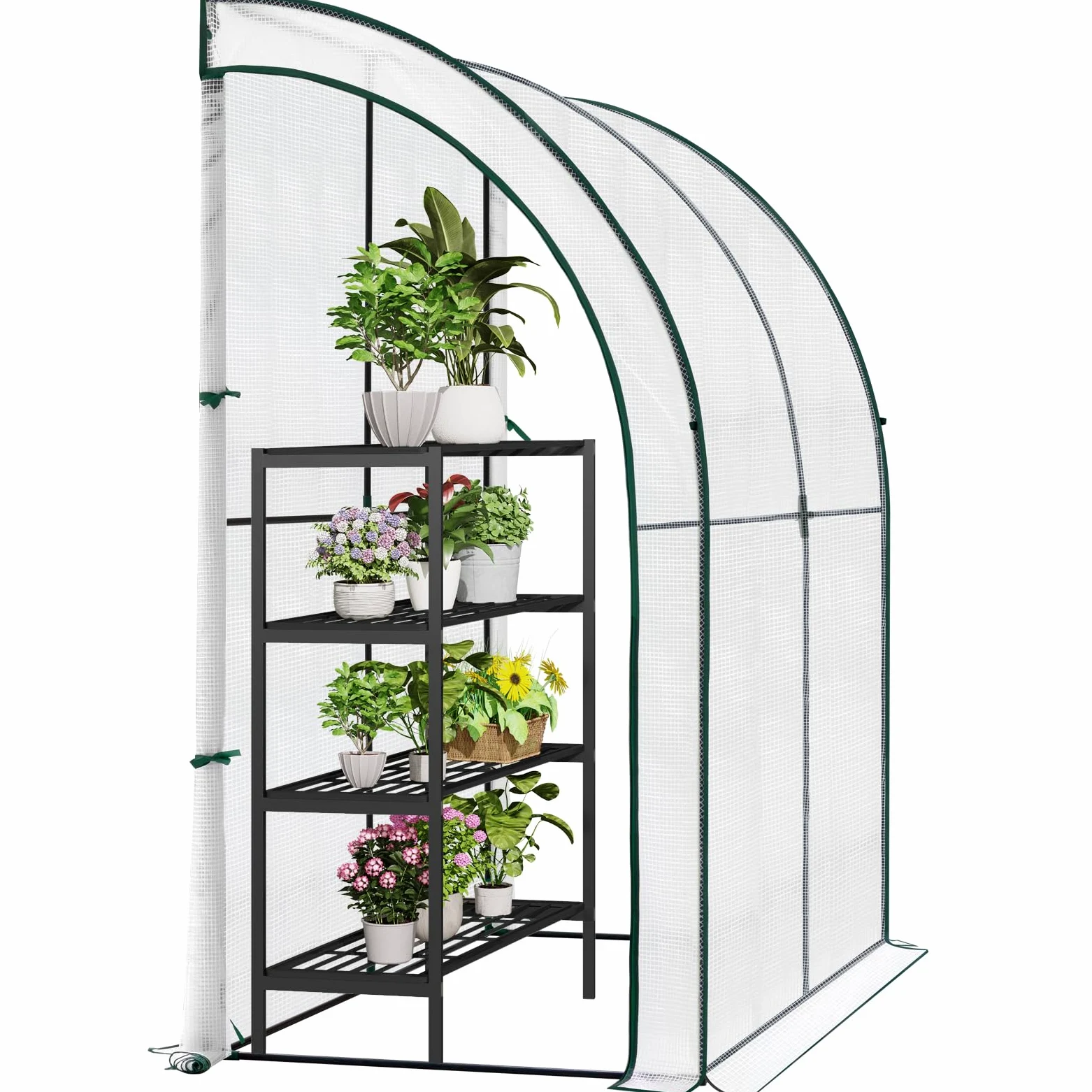 WOLTU Serra da Giardino, Serra per Orto con 2 Porte Avvolgibili, Copertura per Piante con Telo PE a Rete 140 g/m2 e Telaio Metallico, Bianco, 200x100x210cm