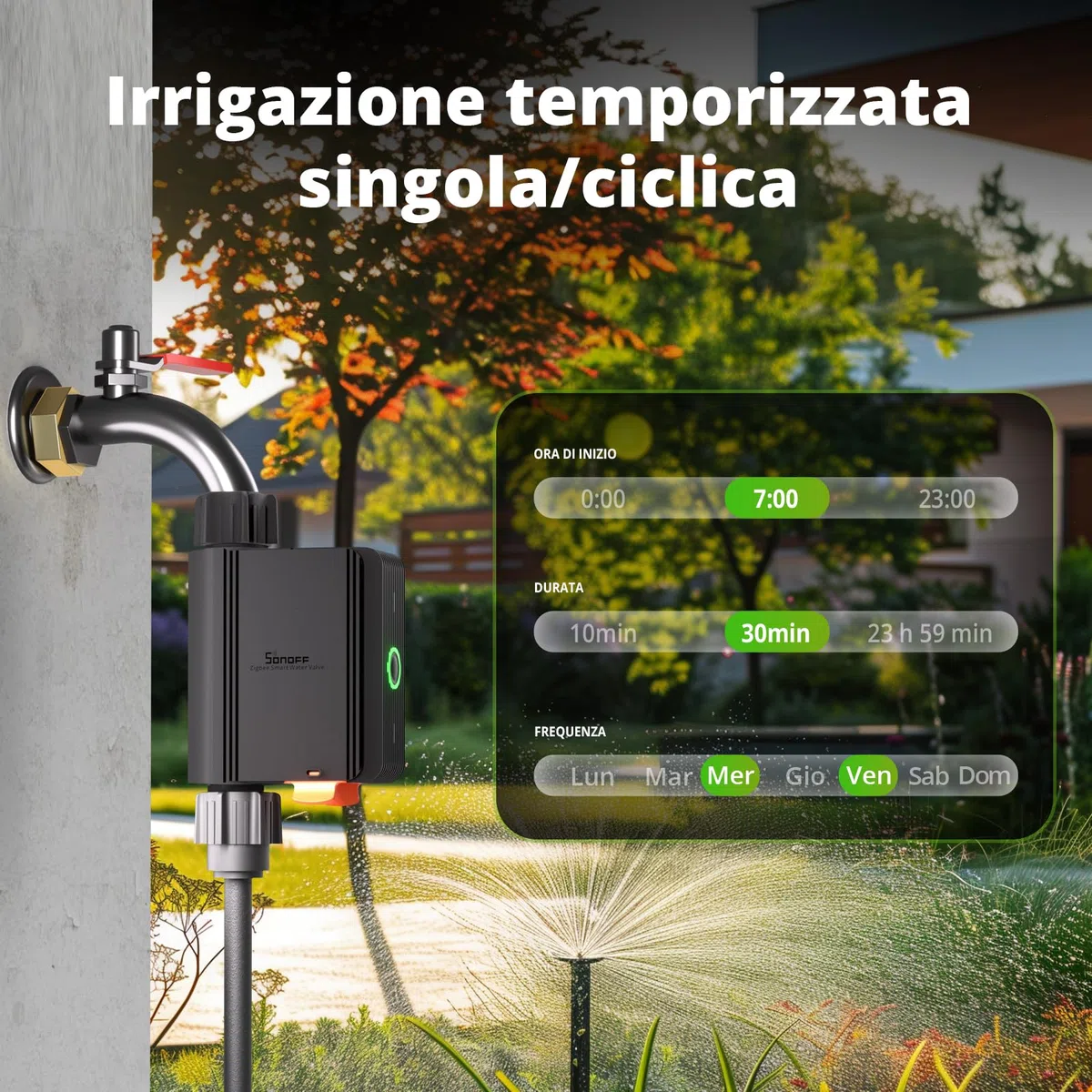 SONOFF Computer Irrigazione Automatic 2-Pack, sistema di irrigazione automatico programmazione e controllo della quantità, richiede Hub Zigbee 3.0, compatibile con Amazon Alexa e Home Assistant