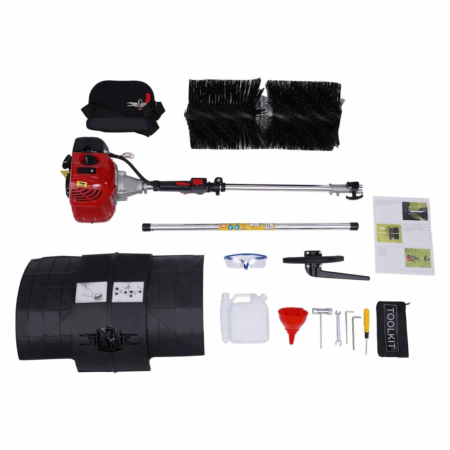 Spazzaneve a benzina, 1250 W, larghezza spazzaneve 60 cm, con tracolla e alette curve