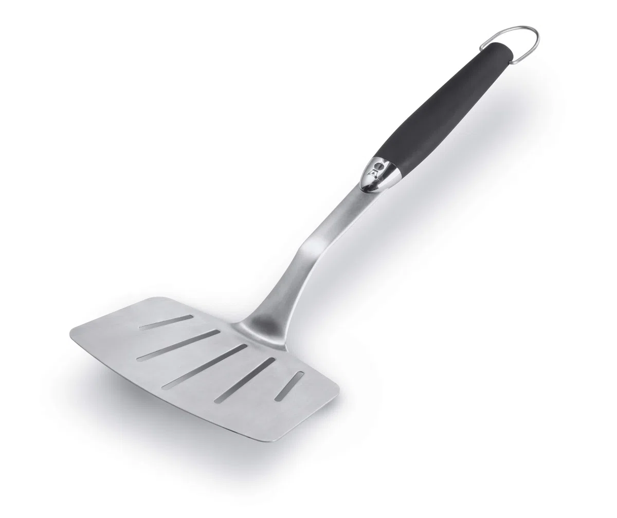 Weber Giraplati/Girafili Premium (46cm), Ideale per Grandi SUP. cotturate o Pesce, in Acciaio Inox, con Manico Antiscivolo, Manico Angolato, Lavabile in Lavastoviglie - Nero/Argento (6673)