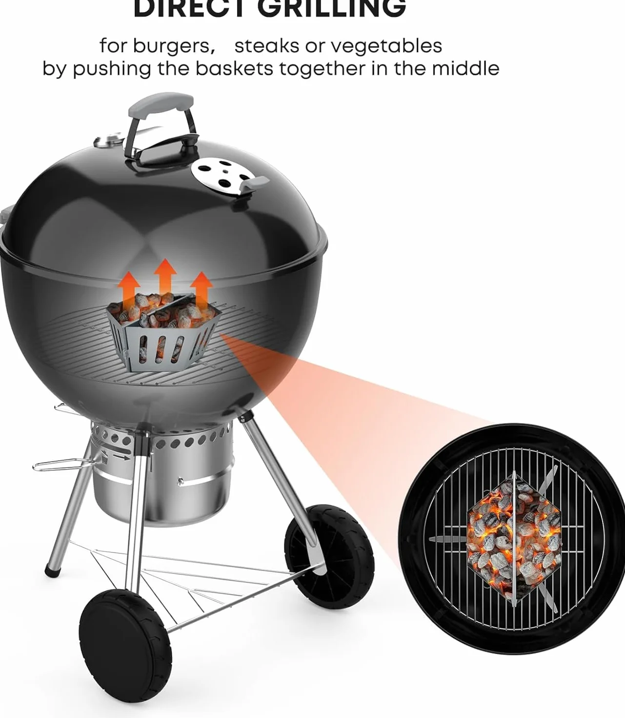 onlyfire Cestino per Carbonella da Barbecue, Supporti per Carbone più Grandi per Griglie a Carbonella Weber 57/67 cm, Accessori per Barbecue, 2 PCS