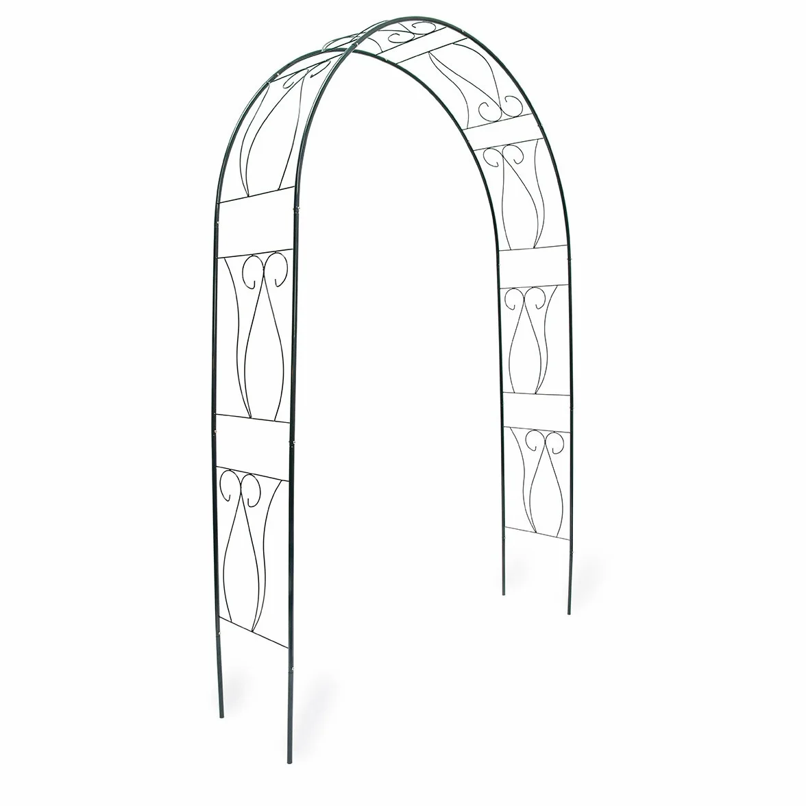 Relaxdays Arco per Rose Rampicanti, HLP 233x153x39 cm, Decorazione Giardino, Sostegno per Piante in Metallo, Verde Scuro