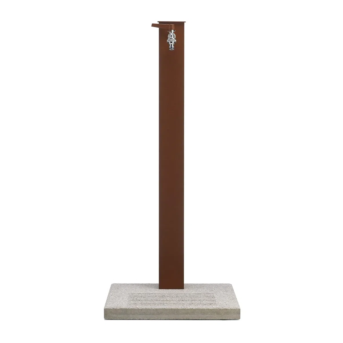 Fontana in metallo da giardino completa di base in cemento con fessure per scarico a perdere, BEL-FER modello 42/QBM colore Ruggine