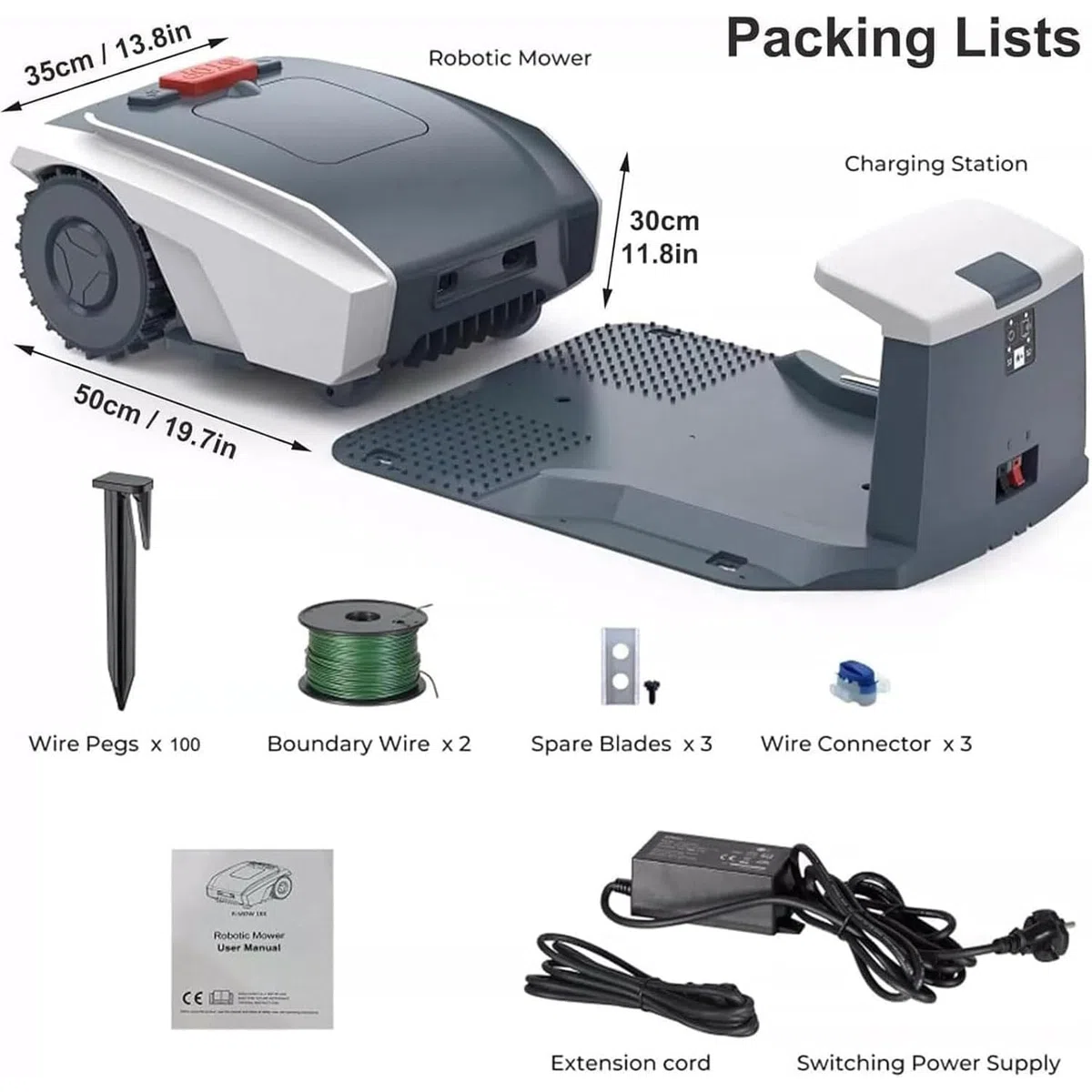 Robot Tagliaerba per Prato da 1500 mq, Robot Tagliaerba Automatico Intelligente con Navigazione GPS, Pendenza 25%, Ultra Silenzioso, Batteria al Litio da 5,0 Ah, Altezza di Taglio 20-50mm