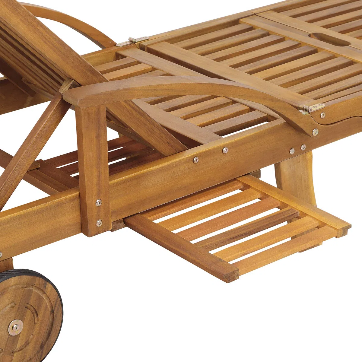 CASARIA Sedia a Sdraio 2x Tami Sun in Legno Acacia Tavolino Estraibile Lettino Prendisole Pieghevole