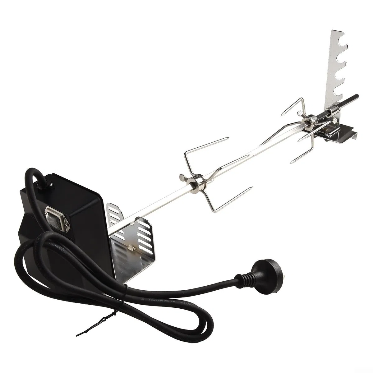 Kit girarrosto elettrico automatico per grigliare all'aperto, asta in acciaio inossidabile 304 con motore e forchette, lunghezza regolabile 73 cm, strumento resistente per barbecue per carne e pollame