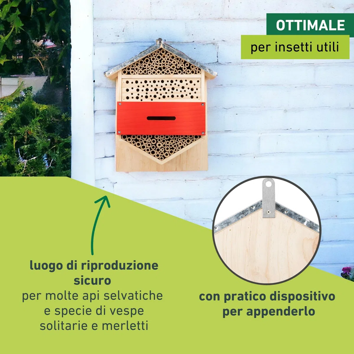 Windhager Hotel per insetti "Hexagon" - casetta per Insetti, casa degli insetti, albergo per insetti - Casetta insetti per api, coccinelle, crisopidi - Hotel per api da appendere