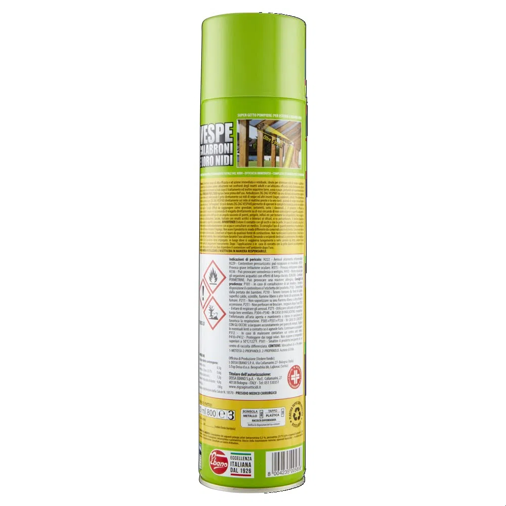 Zig Zag, Vespaio Power, Insetticida per Vespe e Calabroni, Spray ad azione immediata, Colpisce fino a 6 metri, 600 ml (Confezione da 2)