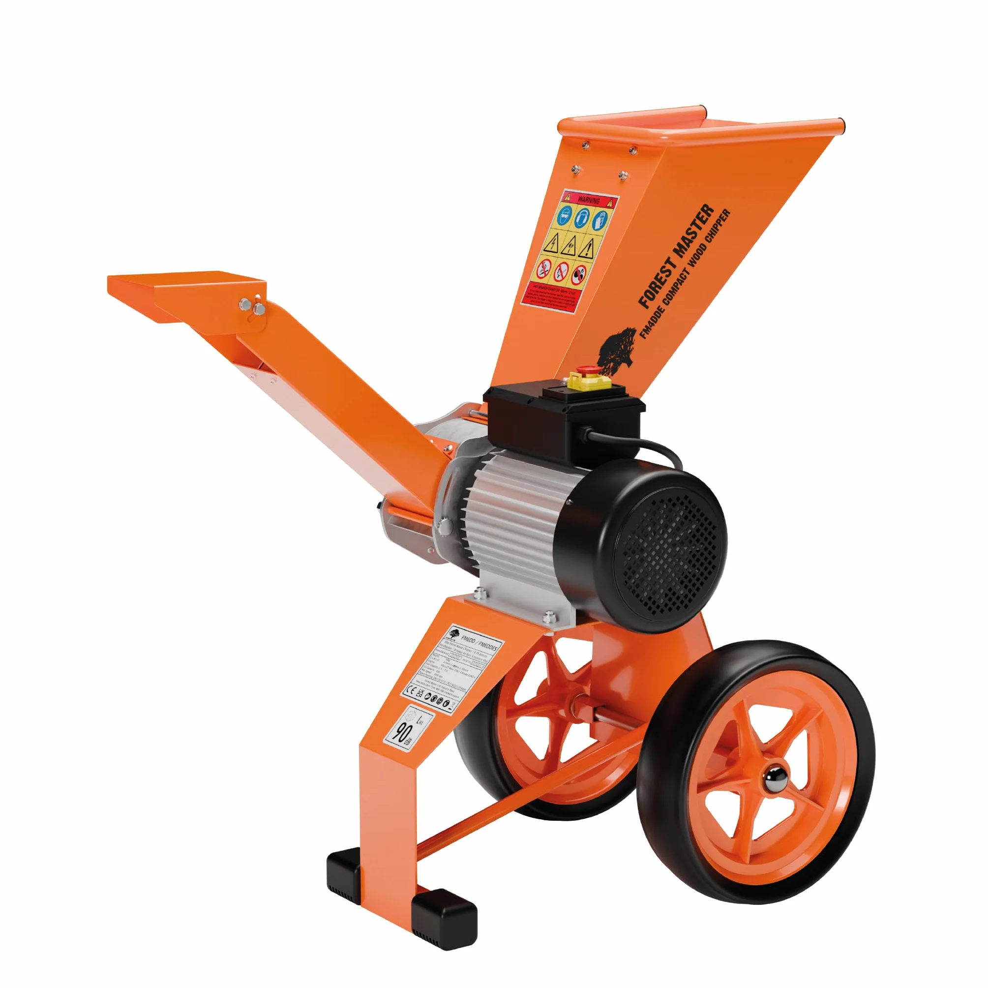 FM4DDE-EU-ADJ Cippatrice Elettrica 4hp con Tramoggia Rotante – Trasmissione Diretta, Compatta e Portatile – Sminuzza Rami fino a 50 mm di Diametro con Sistema Anti-Blocco Migliorato e Spina EU