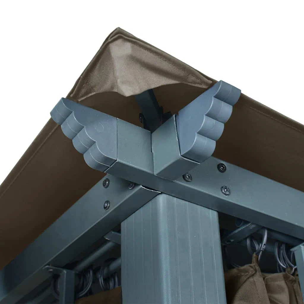 vidaXL Gazebo con Tende e Luci LED 300x300 cm Grigio Talpa Alluminio