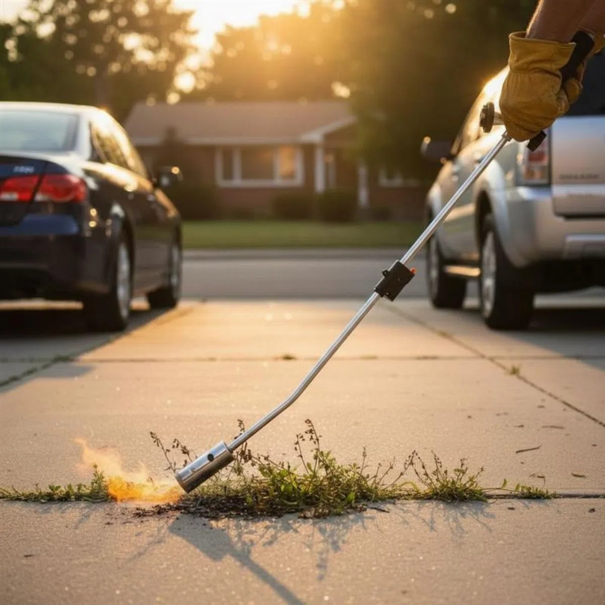 Kinzo Brucia Erbacce da Giardino 80 cm - Bruciatore a Gas con Fiamma Regolabile - Lanciafiamme Portatile per Erbacce - Estirpatore Erbacce Senza Fili per Esterni e Giardino