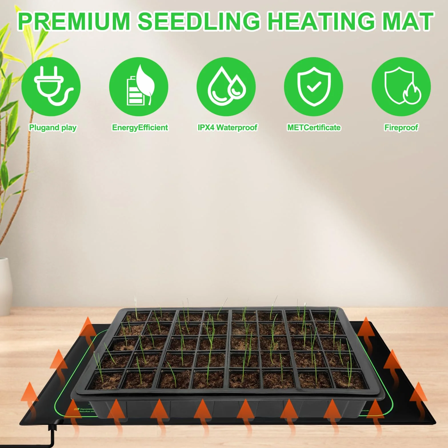 Tappetino riscaldante per piante: tappetino riscaldante per piantine, tappetino riscaldante per piantine, 10" x 20,75" con regolatore termostatico per piante e piantine germinazione, cuscino
