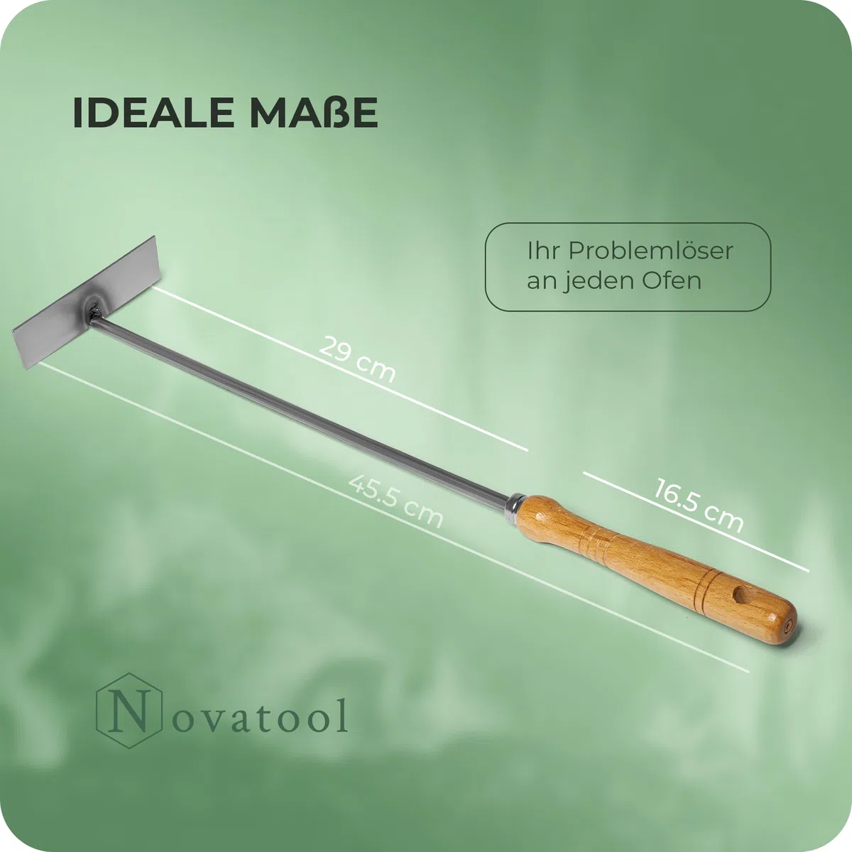 1 tirabrace con manico in legno, accessori per camino, 1 pezzo